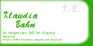 klaudia bahn business card